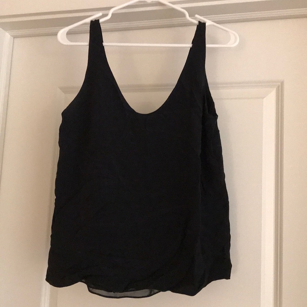 Jcrew black double v silk tank